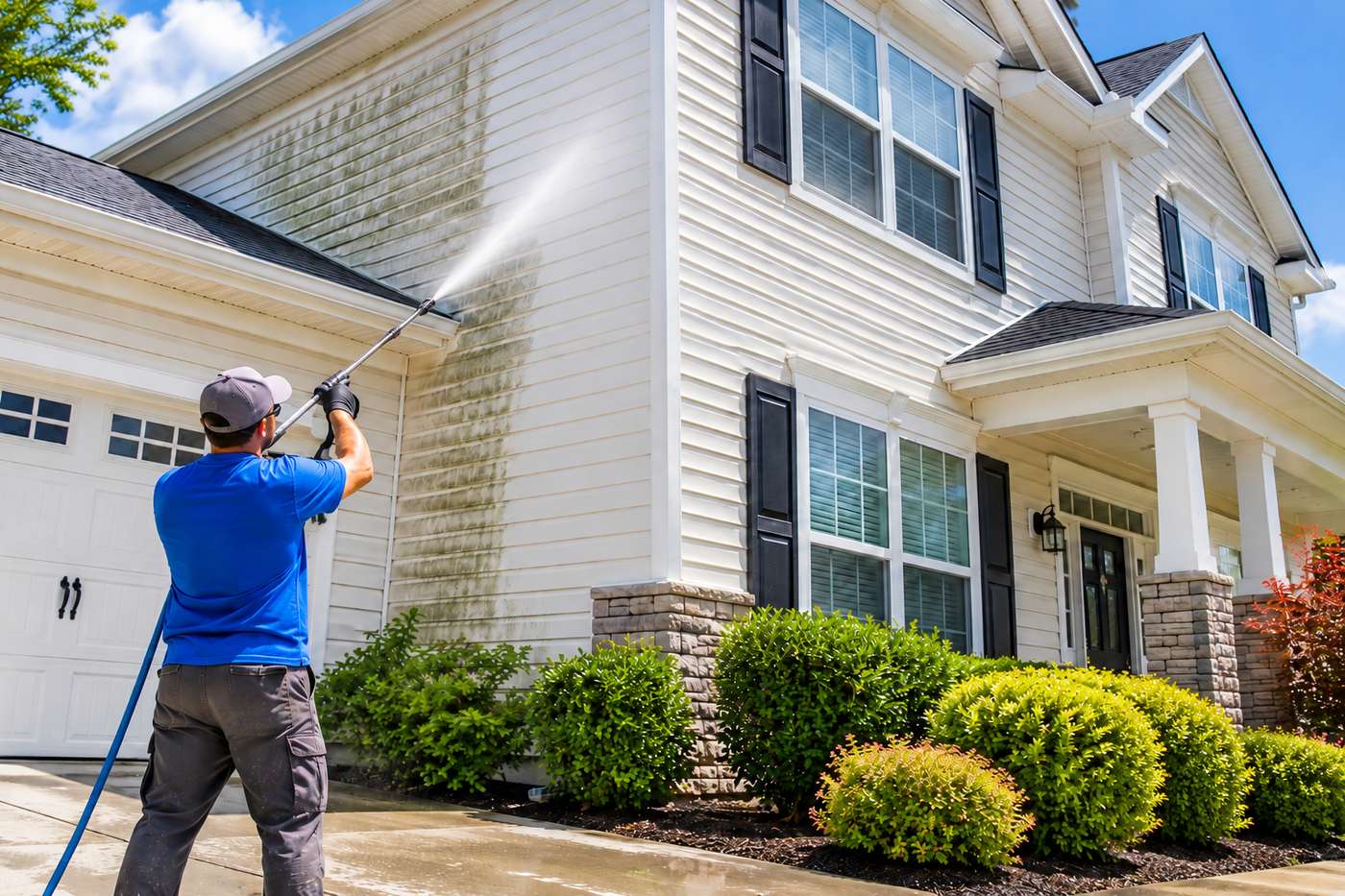 Fast Pro crew providing house washing at a Florida home