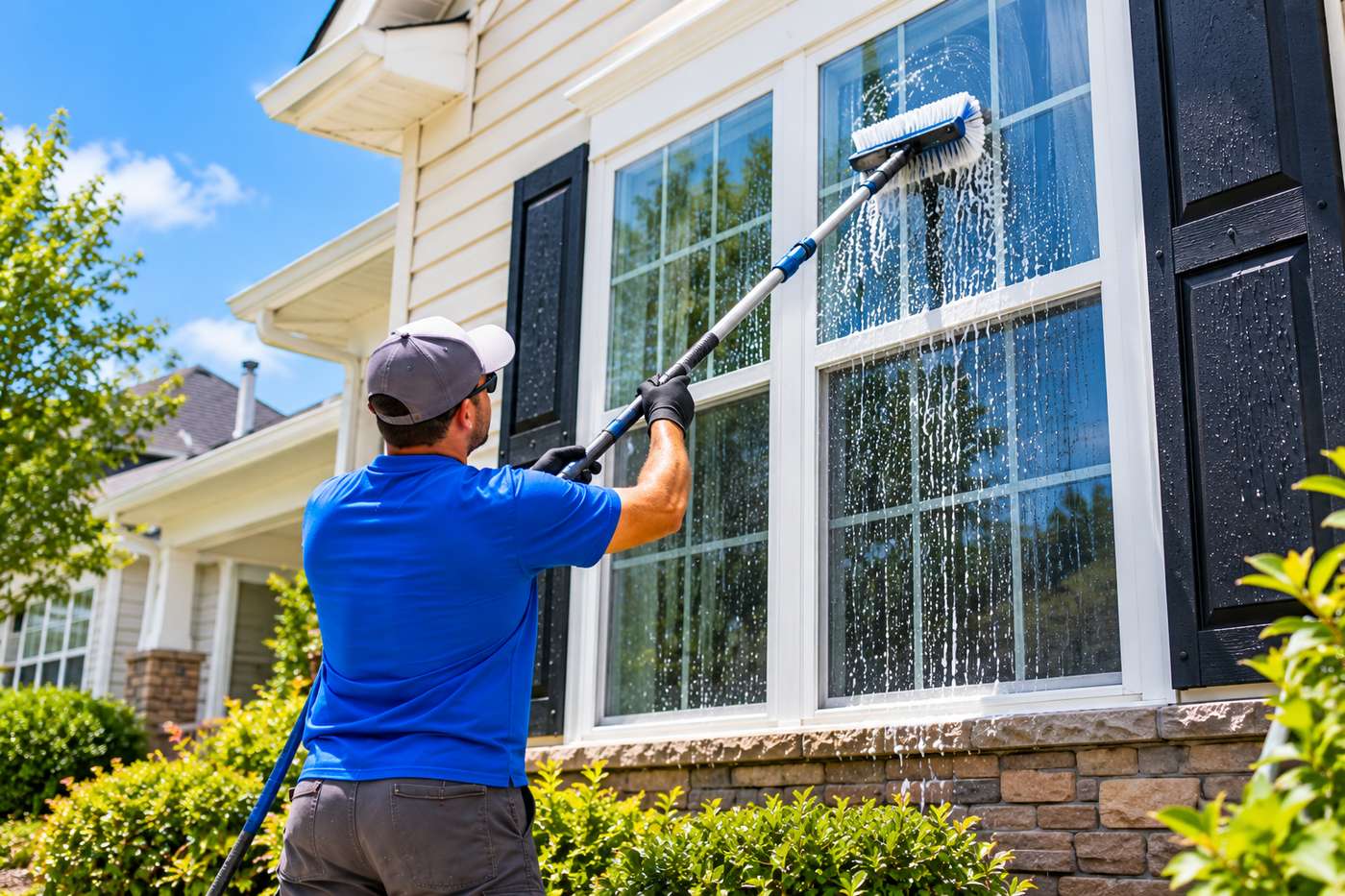 Fast Pro crew providing window cleaning at a Texas home