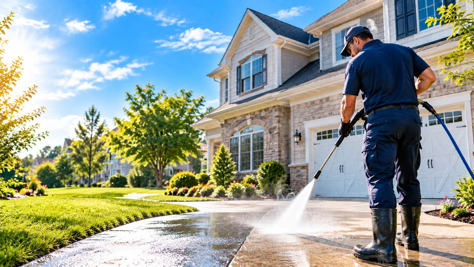 Fast Pro crew providing pressure washing at an Ohio home